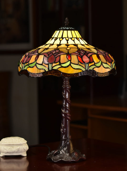 14" Colonial Tulip Style Tiffany Table Lamp