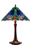 Large 16" Tiffany-style Desert Rose Stained Glass 23-inches High Table Lamp*blue