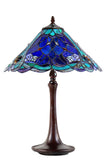 Large 16" Tiffany-style Desert Rose Stained Glass 23-inches High Table Lamp*blue