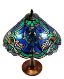 Large 16" Tiffany-style Desert Rose Stained Glass 23-inches High Table Lamp*blue