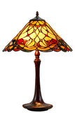 Large 16" Tiffany-style Desert Rose Stained Glass 23-inches High Table Lamp