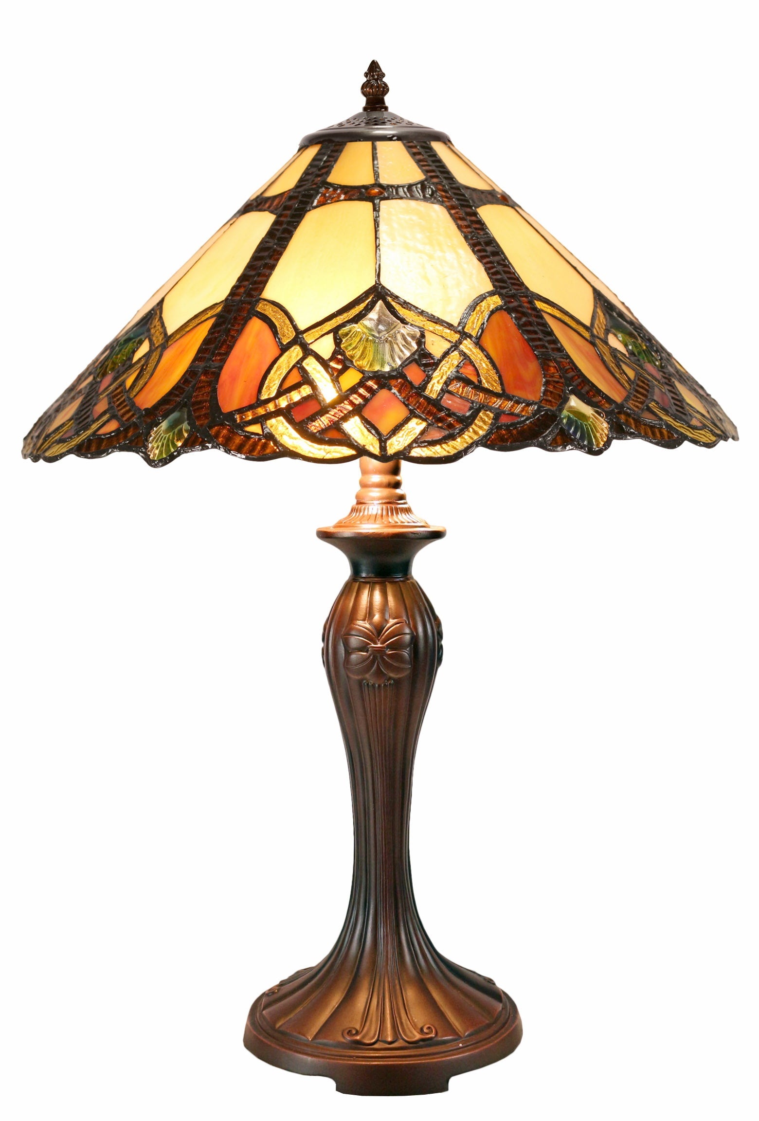 Large 16" Tiffany-style Tuscany Sunset Stained Glass 23-inches High Table Lamp