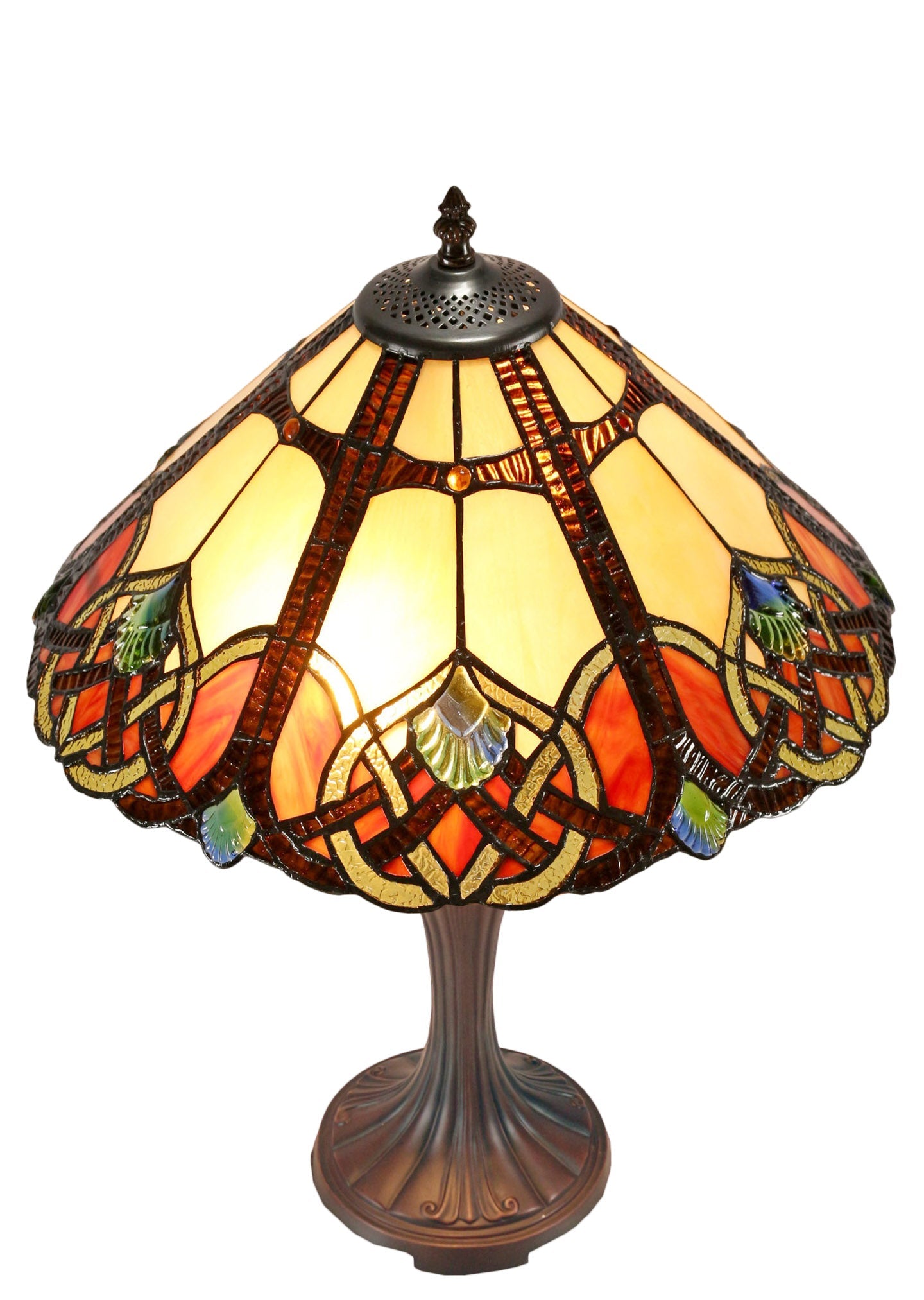 Large 16" Tiffany-style Tuscany Sunset Stained Glass 23-inches High Table Lamp