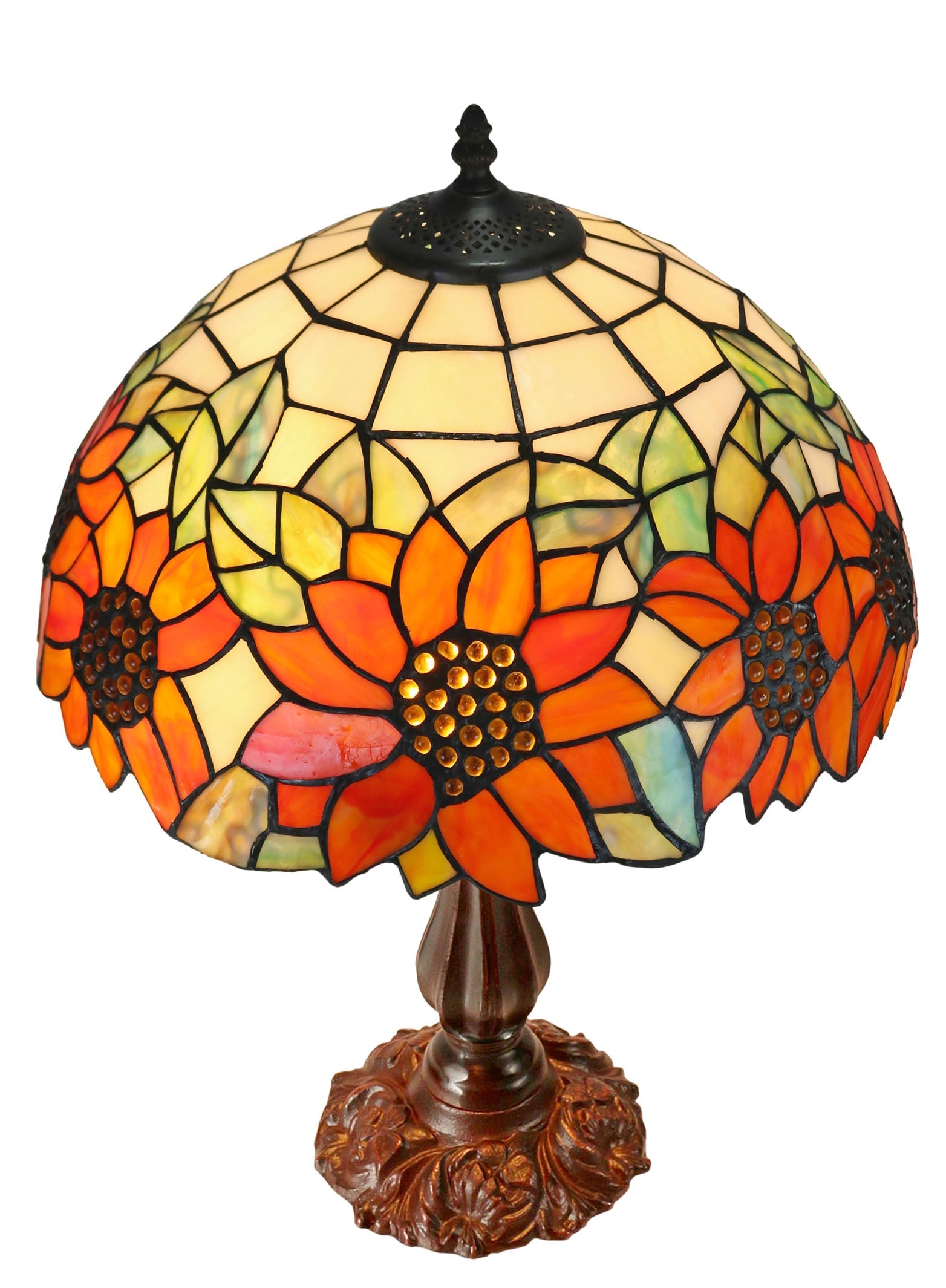 Large 16" Large Sunflower Style Tiffany Table Lamp