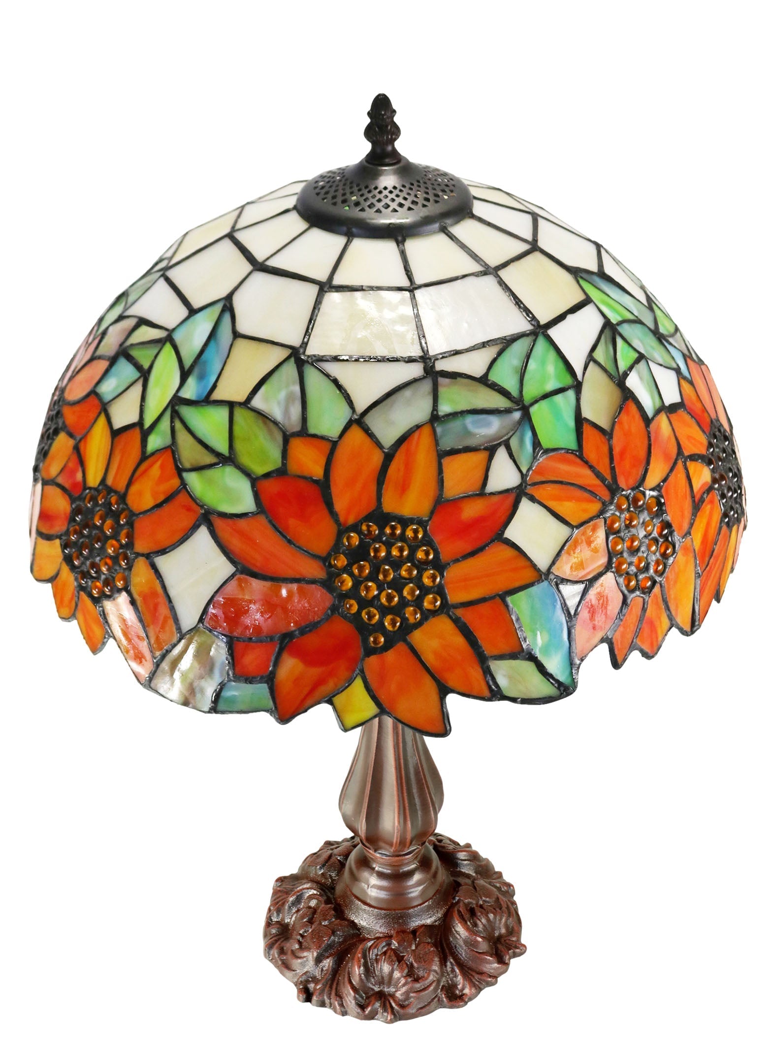 Large 16" Large Sunflower Style Tiffany Table Lamp