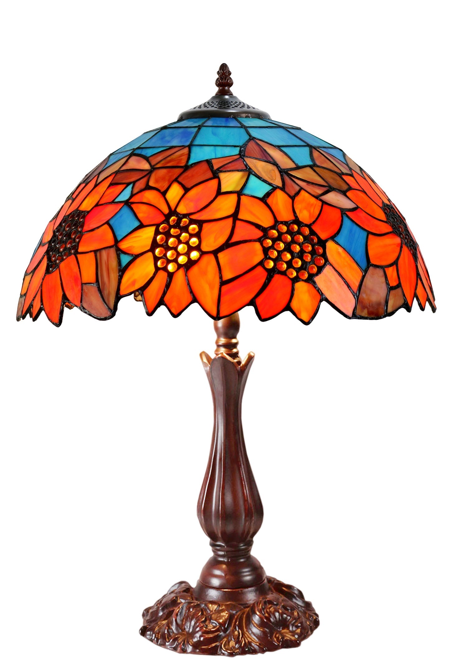 16" Large Sunflower Under the Blue sky Tiffany Table Lamp