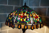 Large Victorian Style Flower Pattern  Stained Glass Tiffany Floor Lamp