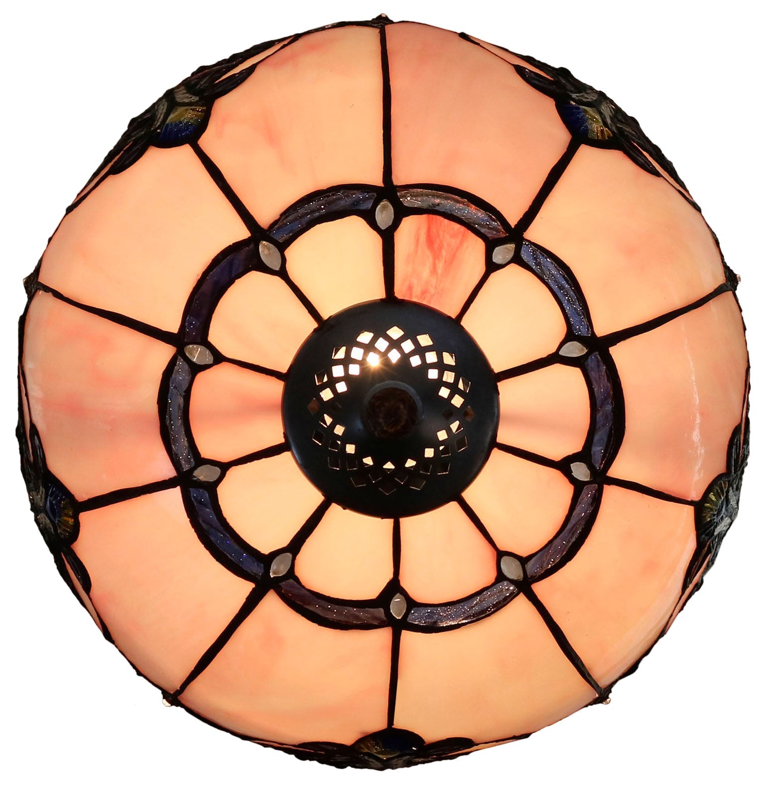 Flowing Color@12" Pink Baroque Style Stained Glass Tiffany Pendant Light