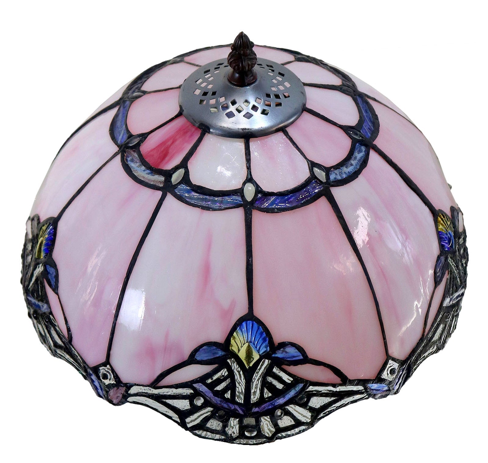 Flowing Color@12" Pink Baroque Style Stained Glass Tiffany Pendant Light