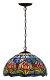 12" Blue Tulip Style Stained Glass Tiffany Pendant Light