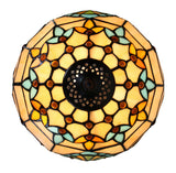 12" Beige Baroque Style Stained Glass Tiffany Pendant Light