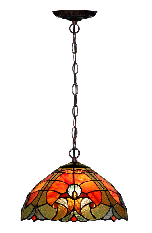 Flowing Color@12"  Amor Red Stained Glass Tiffany Pendant Light