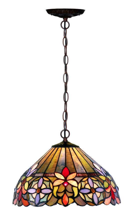 Stunning 12" Floral decorative Design Victorian Style Stained Glass Tiffany Pendant Light
