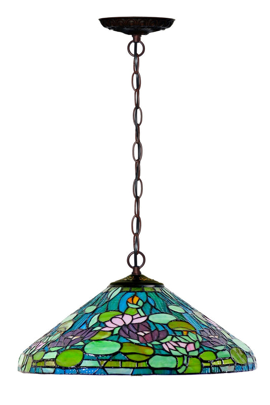 16" Large Pond Lily Stained Glass Tiffany Pendant Light
