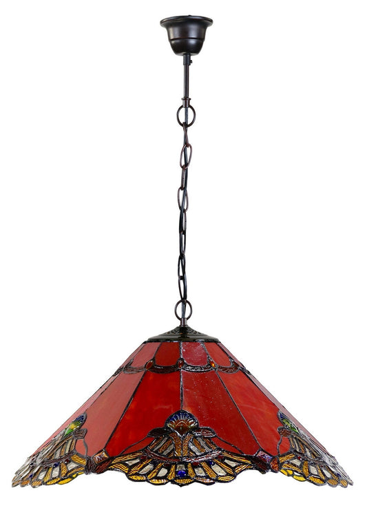 Large 20 " Red Baroque Style Tiffany  Pendant Light