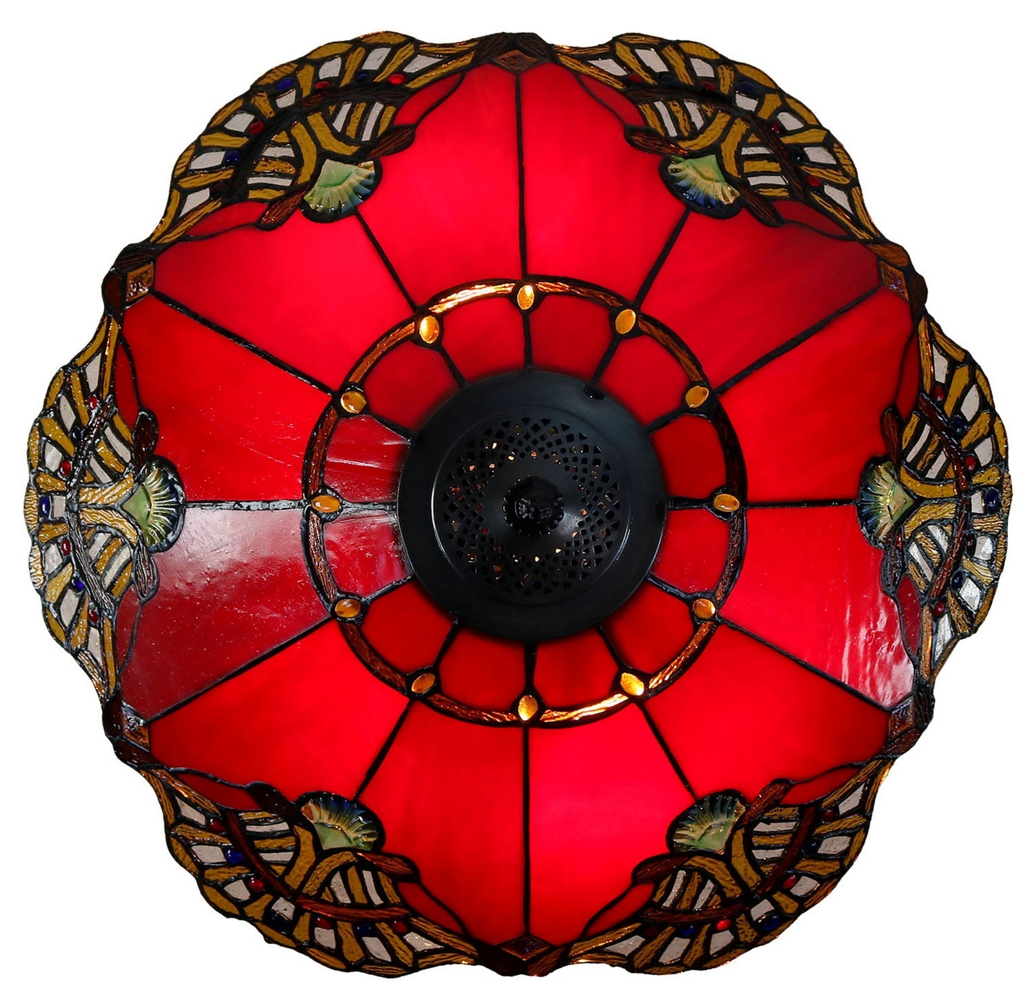 Large 20 " Red Baroque Style Tiffany  Pendant Light
