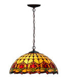 17" Red Colonial  Tulip Stained Glass Tiffany Pendant Light