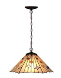 Large 16" Misson Style Stained Glass Tiffany Hanging Light