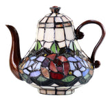 Red Rose Teapot Leadlight Tiffany Table Lamp