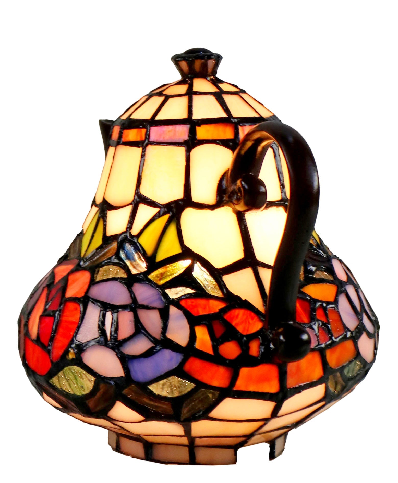 Red Rose Teapot Leadlight Tiffany Table Lamp