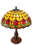 Large 17"  Red Tulip Style Leadlight Stained Glass Tiffany Table Lamp