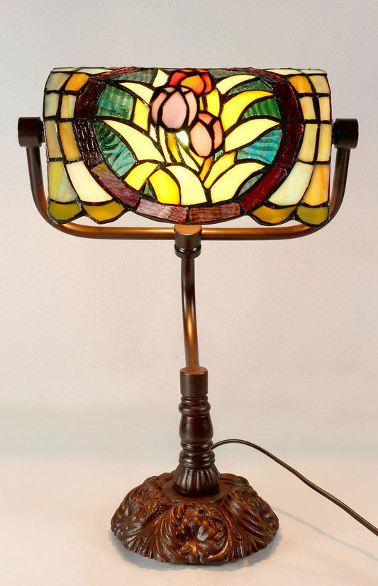 Purple Tulip Style Tiffany Banker Lamp