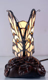 Cute Ivory Butterfly  Tiffany Leadlight Stained Glass Art Deco Table Lamp