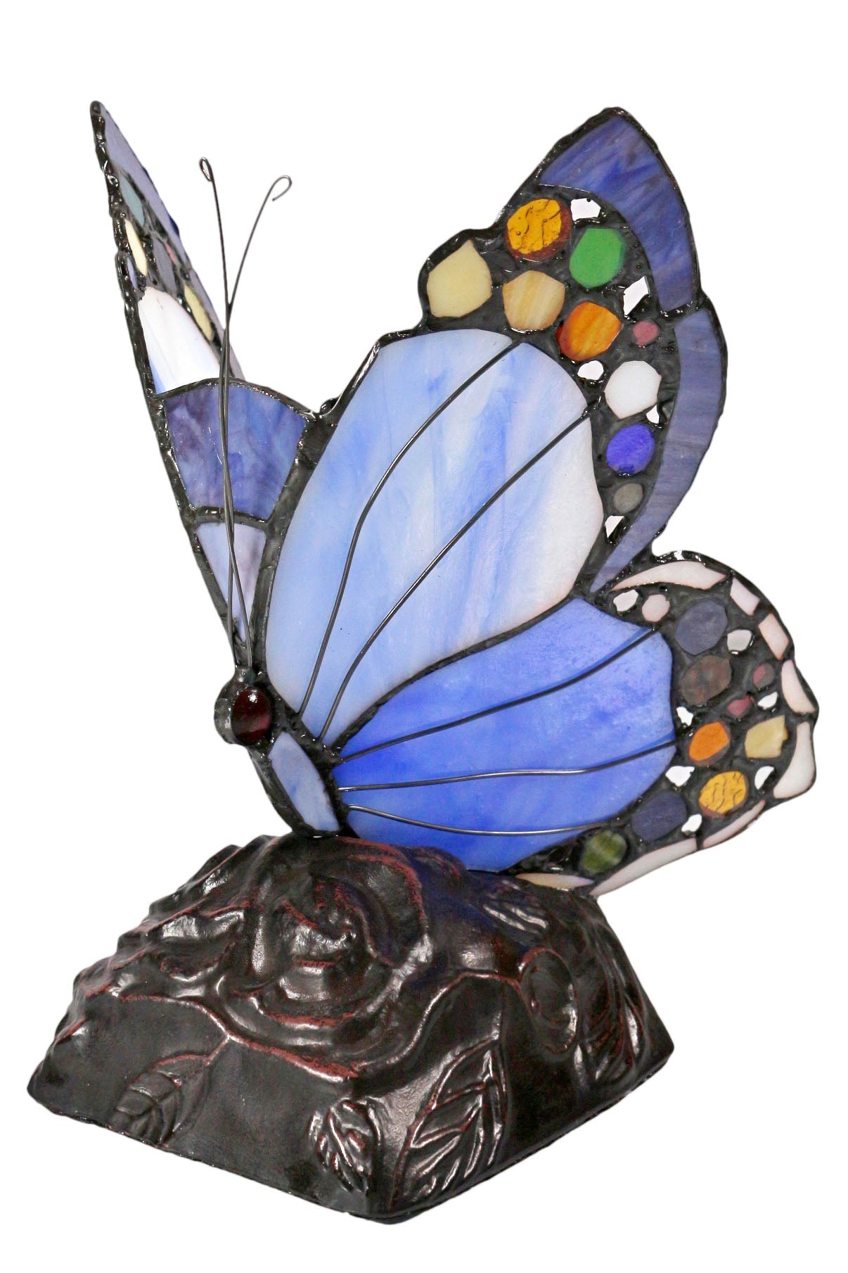 Elegant Blue Butterfly  Tiffany Leadlight Stained Glass Art Deco Table Lamp
