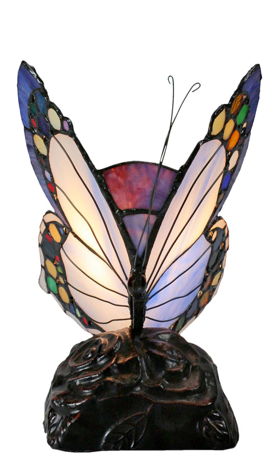 Elegant Blue Butterfly  Tiffany Leadlight Stained Glass Art Deco Table Lamp
