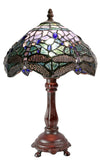 10"  Traditional Blue Dragonfly Style Tiffany Bedside Lamp