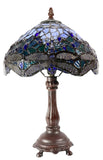 10"  Traditional Blue Dragonfly Style Tiffany Bedside Lamp