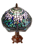 10"  Traditional Blue Dragonfly Style Tiffany Bedside Lamp