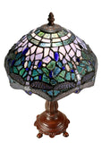 10"  Traditional Blue Dragonfly Style Tiffany Bedside Lamp