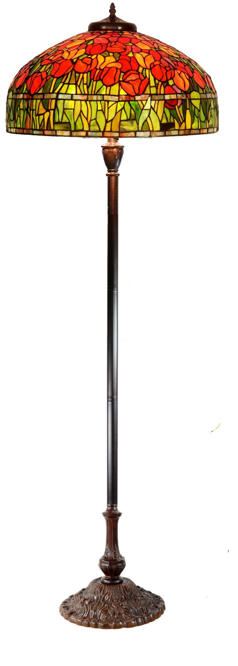 Gorgeous Huge 20" Red Rose Flower Tiffany Floor Lamp