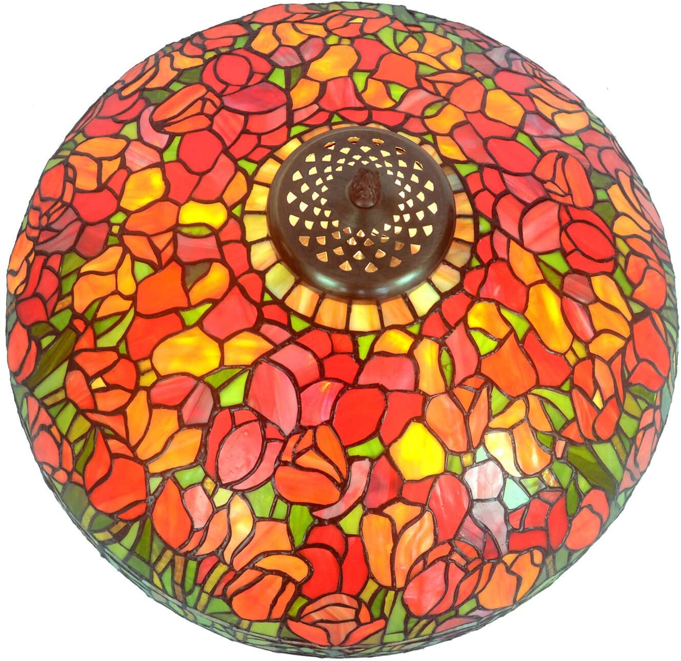 Gorgeous Huge 20" Red Rose Flower Tiffany Floor Lamp