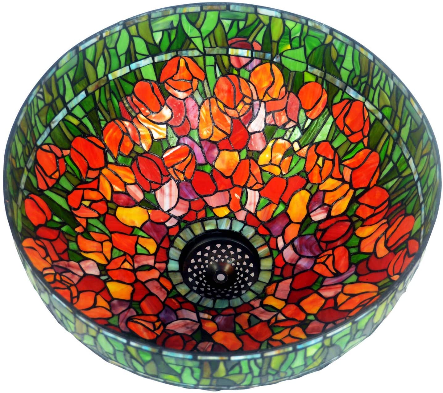 Gorgeous Huge 20" Red Rose Flower Tiffany Floor Lamp