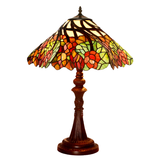 Large 16"  Wisteria Flower Stained Glass Tiffany Table Lamp