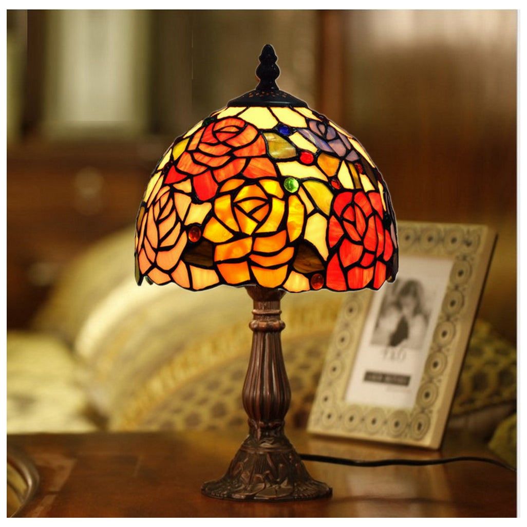 Stunning 8" Romantic Rose Style Tiffany Mini Table Lamp – Tiffany Lamp ...