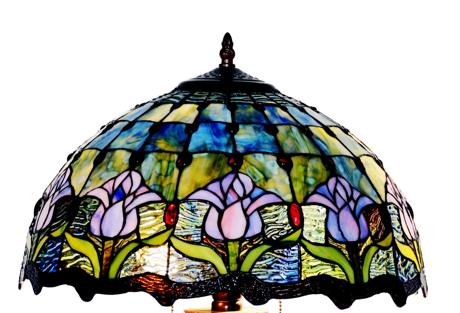 Large 16" Tulip Style Leadlight Stained Glass Tiffany Table Lamp