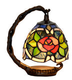 Red Rose  Mini Tiffany Stained Glass Night Lamp