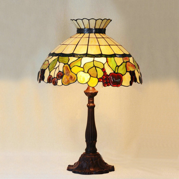 Huge 18" Vintage Fruit Crown Style Table Lamp Tiffany Stained Glass Table Lamps@ Limited Stock only