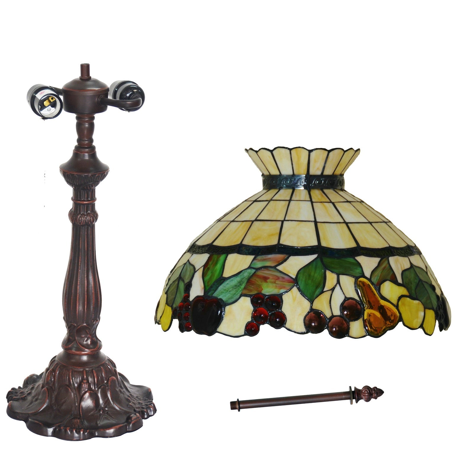 Huge 18" Vintage Fruit Crown Style Table Lamp Tiffany Stained Glass Table Lamps@ Limited Stock only