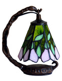 Minimal Art Green Leaf Pattern Mini Tiffany Stained Glass Night Lamp