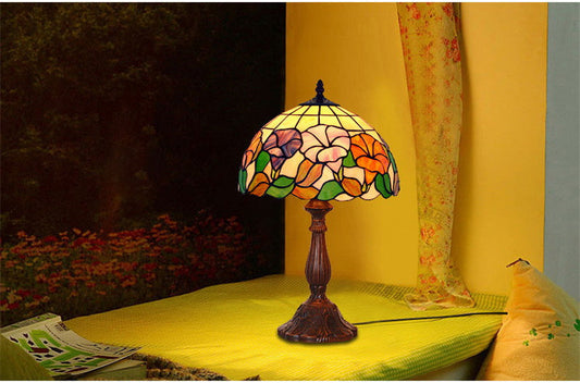12" Morning Glory Style Tiffany Bedside Lamp