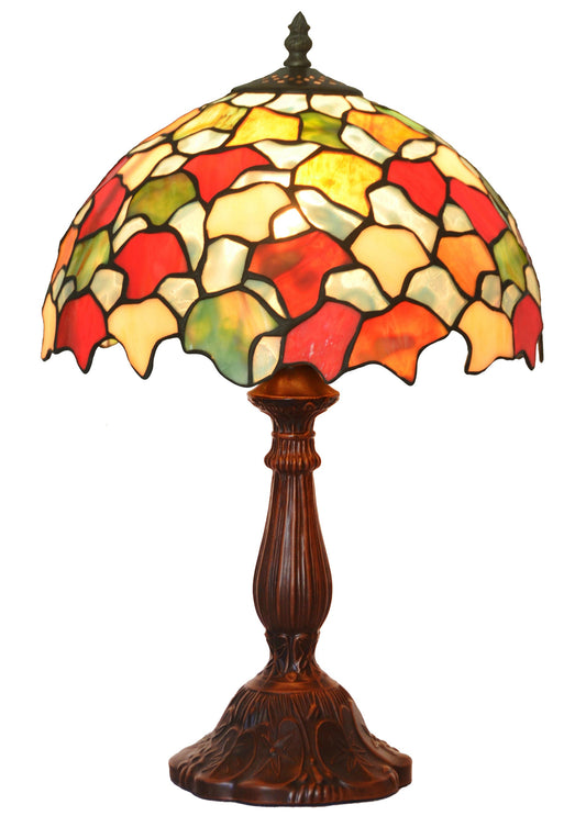 12" Autumn Maple Leaf Style Tiffany Bedside Lamp