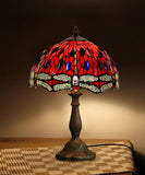 12"  Classical Red Dragonfly Style Tiffany Bedside Lamp