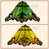12" Green Jewel Carousel Tiffany Bedside Lamp