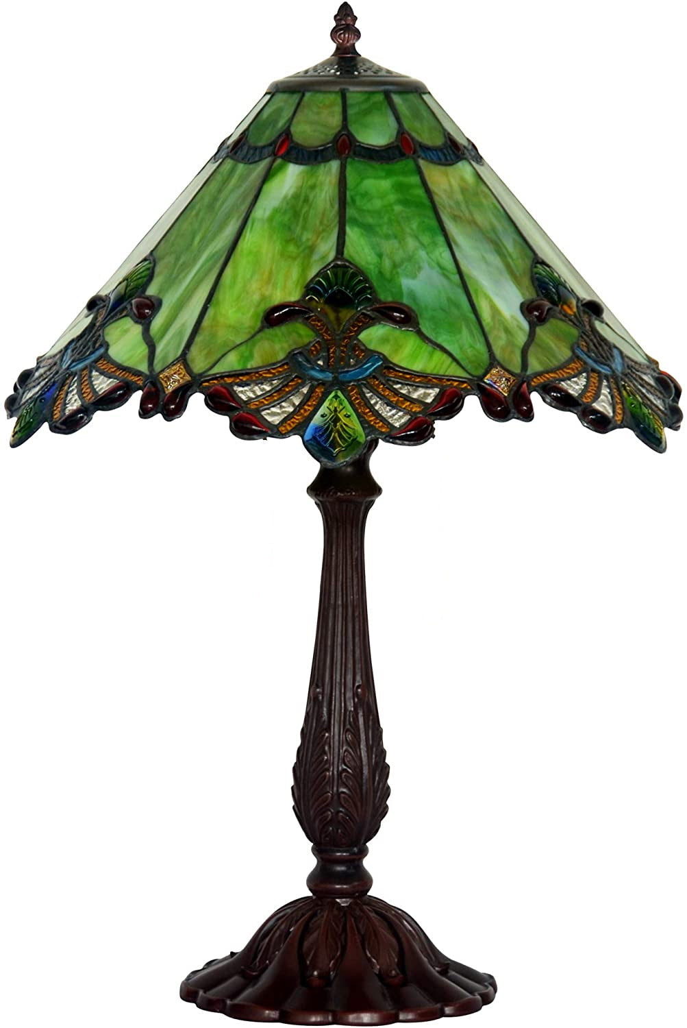 Limited Edition Large 17" Green Jewel Carousel Style Tiffany Table Lamp