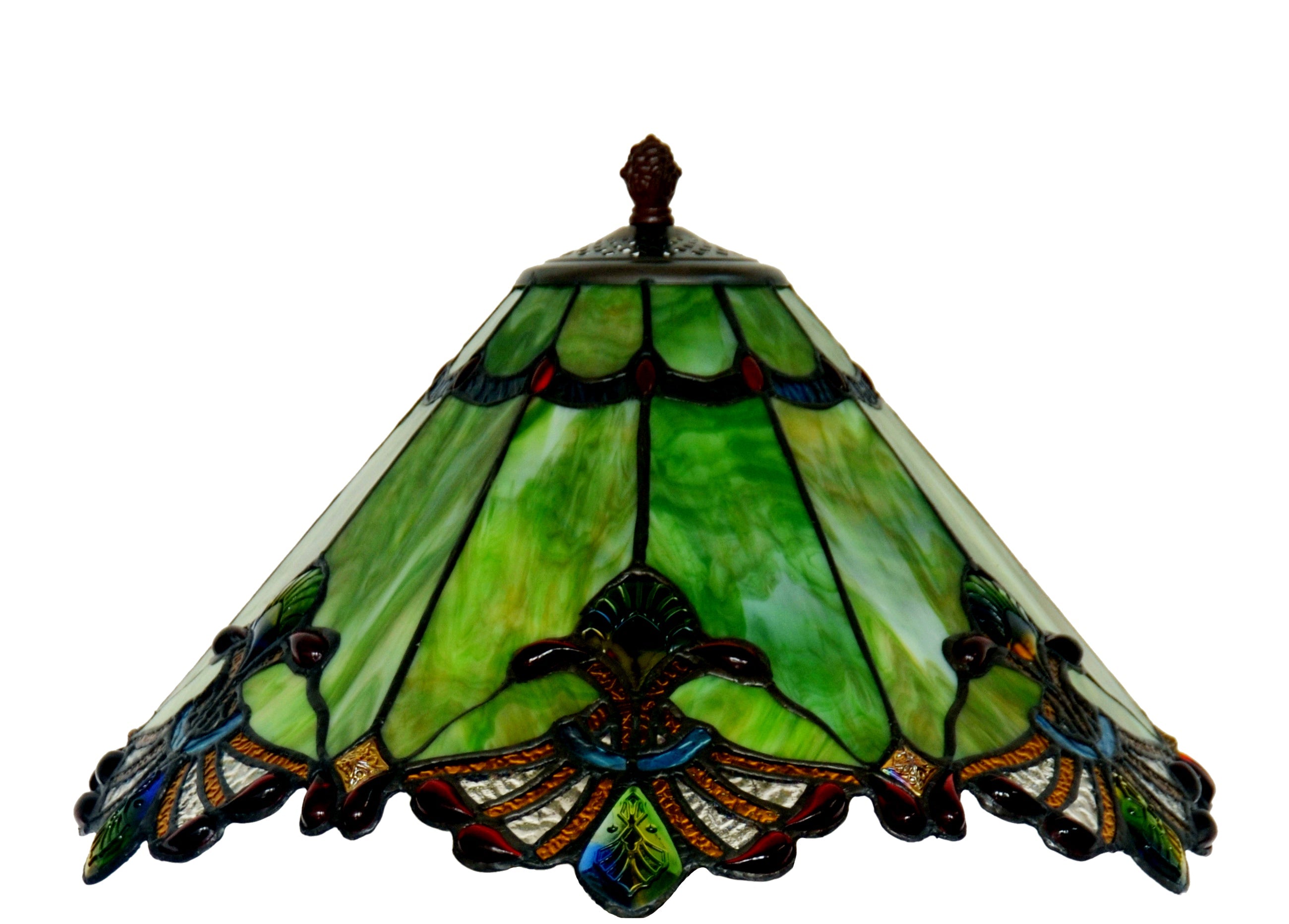 Limited Edition Large 17" Green Jewel Carousel Style Tiffany Table Lamp