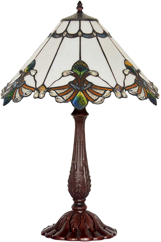 Limited Edition Large 17" White Jewel Carousel Style Tiffany Table Lamp
